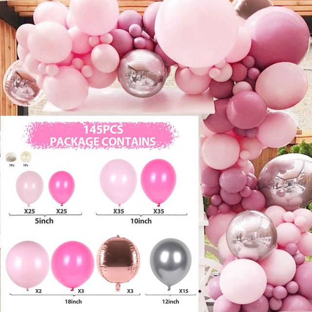Macaron Pink Balloon Garland Arch Kit Wedding Birthday Party Decoration Kids Globos Rose Gold Confetti Latex Ballon Baby Shower - Originalsgroup