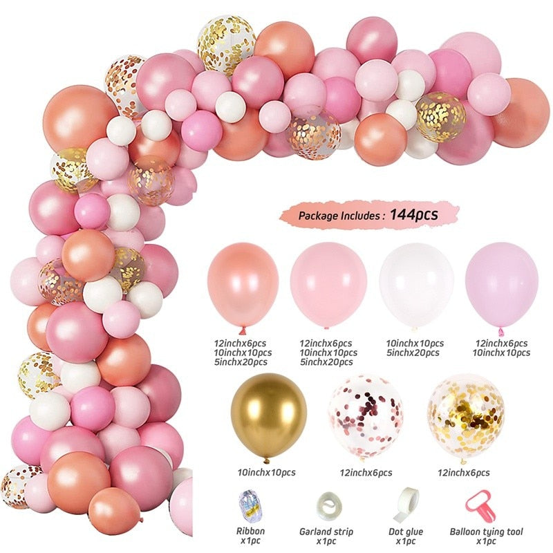 Macaron Pink Balloon Garland Arch Kit Wedding Birthday Party Decoration Kids Globos Rose Gold Confetti Latex Ballon Baby Shower - Originalsgroup