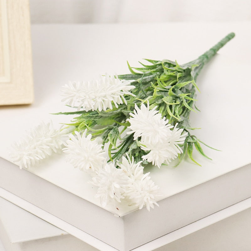 Artificial Flowers Flocked Plastic Lavender Bundle Fake Plants Wedding Bridle Bouquet Indoor Outdoor Home Kitchen Office Table - Originalsgroup