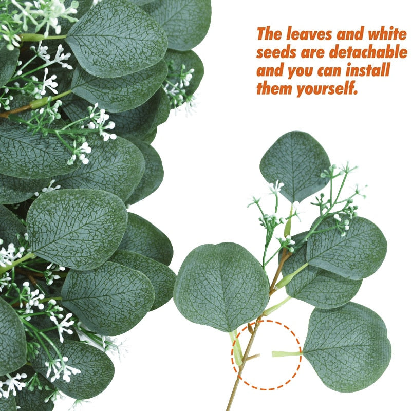 5pcs Artificial Plants Green Eucalyptus Leaves DIY Bridal Bouquet Fake Flowers For Home Garden Party Wedding Flower Decorations - Originalsgroup