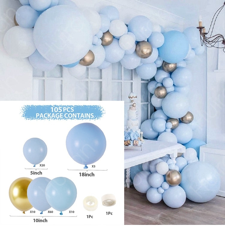 Blue Macaron Balloon Garland Arch Kit Birthday Party Decor Foil Latex Ballon Wedding Birthday Party Baby Shower Kids Baloon - Originalsgroup