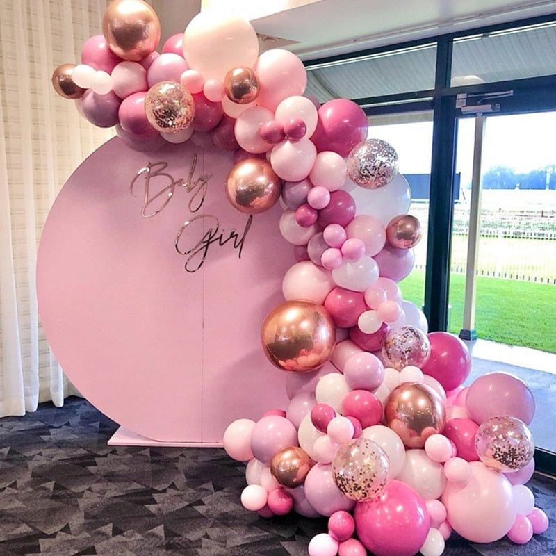 115pcs Balloon Arch Garland Rose Gold Chorme Metallic Balloons Pink Globos Happy Birthday Party Decorations Wedding Baby shower - Originalsgroup