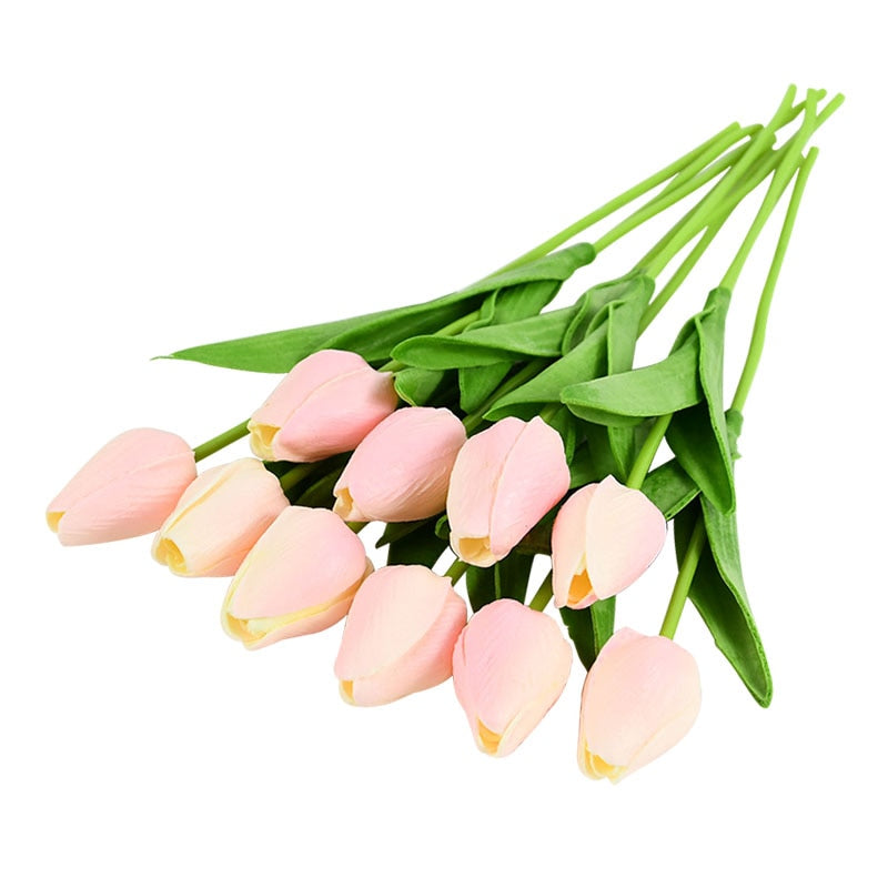 10PCS Tulip Artificial Flower Real Touch Artificial Bouquet PE Fake Flower for Wedding Decoration Flowers Home Garden Decor - Originalsgroup