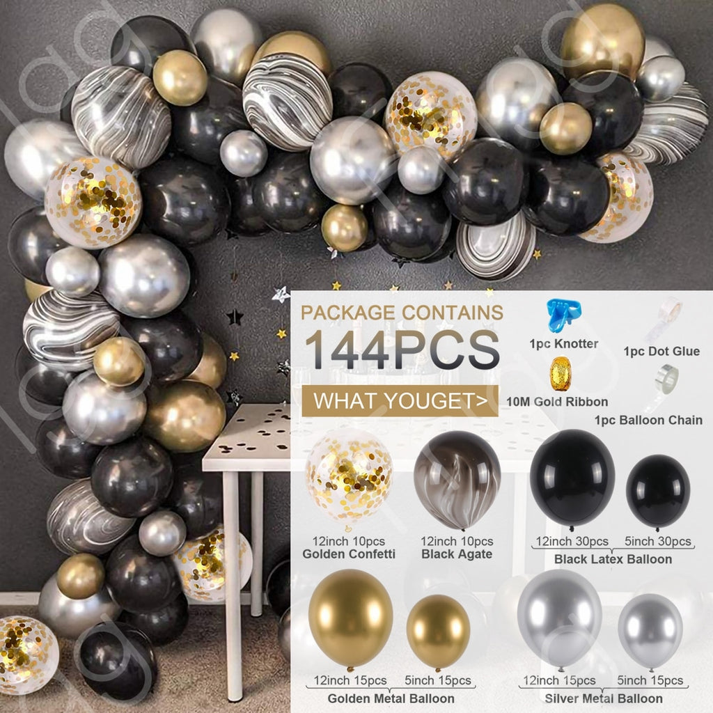 Black Gold Balloon Garland Arch Kit Confetti Latex Balloon 30th 40th 50th Birthday Party Balloons Decorations Adults Baby Shower - Originalsgroup