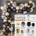 Black Gold Balloon Garland Arch Kit Confetti Latex Balloon 30th 40th 50th Birthday Party Balloons Decorations Adults Baby Shower - Originalsgroup