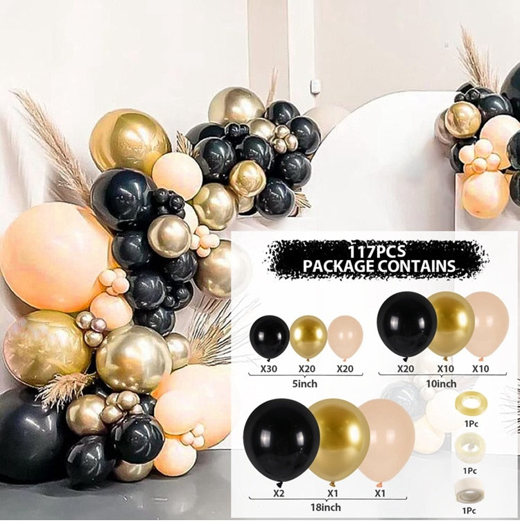 Black Gold Balloon Garland Arch Kit Confetti Latex Balloon 30th 40th 50th Birthday Party Balloons Decorations Adults Baby Shower - Originalsgroup
