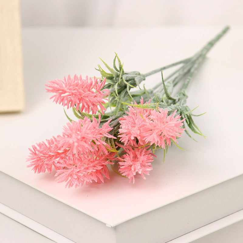 Artificial Flowers Flocked Plastic Lavender Bundle Fake Plants Wedding Bridle Bouquet Indoor Outdoor Home Kitchen Office Table - Originalsgroup