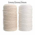 1-3mm 100% Natural Cotton Macrame Cord Twisted Diameter Length For DIY Home Textile Craft Macrame Artisan String 100m/200m/400m - Originalsgroup