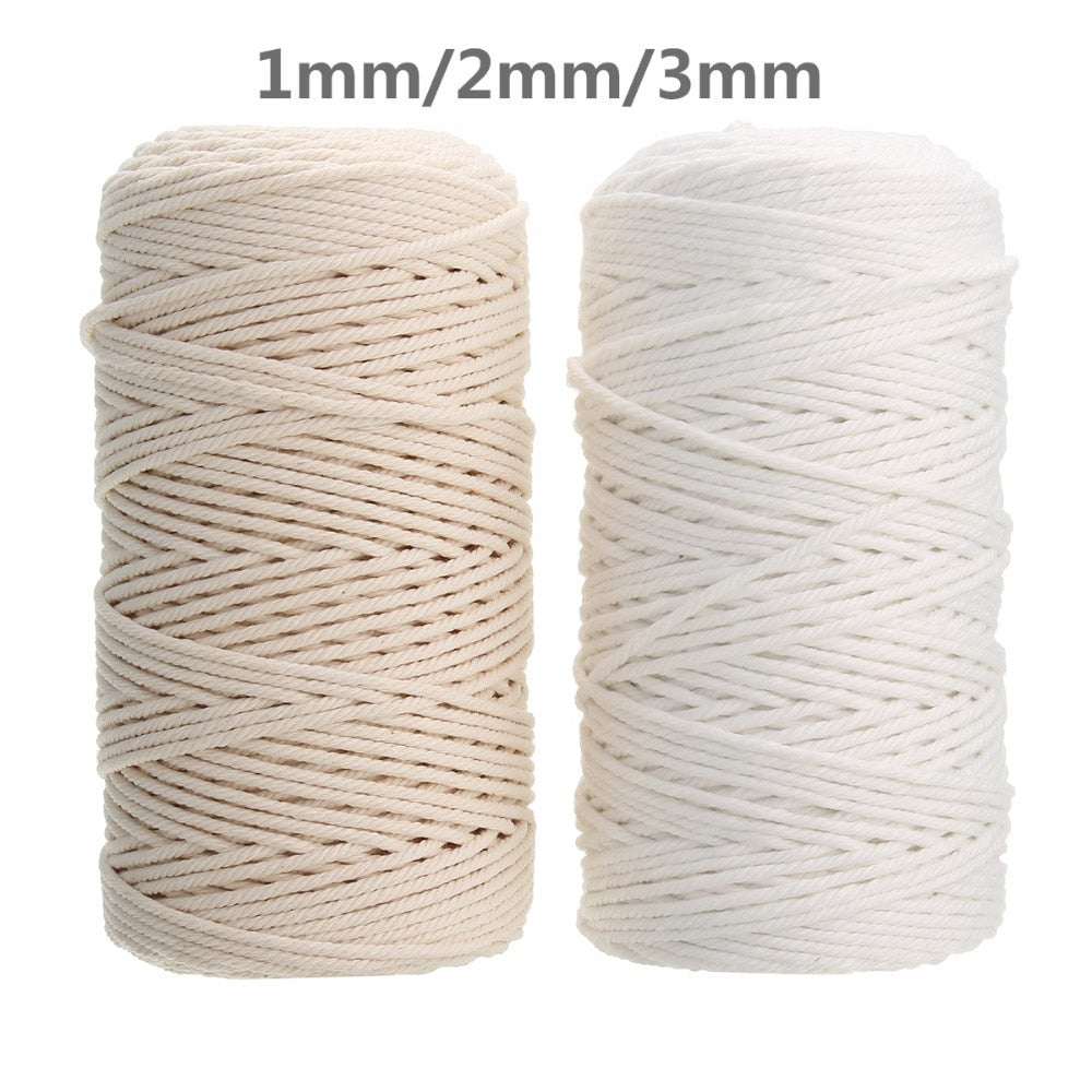 1-3mm 100% Natural Cotton Macrame Cord Twisted Diameter Length For DIY Home Textile Craft Macrame Artisan String 100m/200m/400m - Originalsgroup