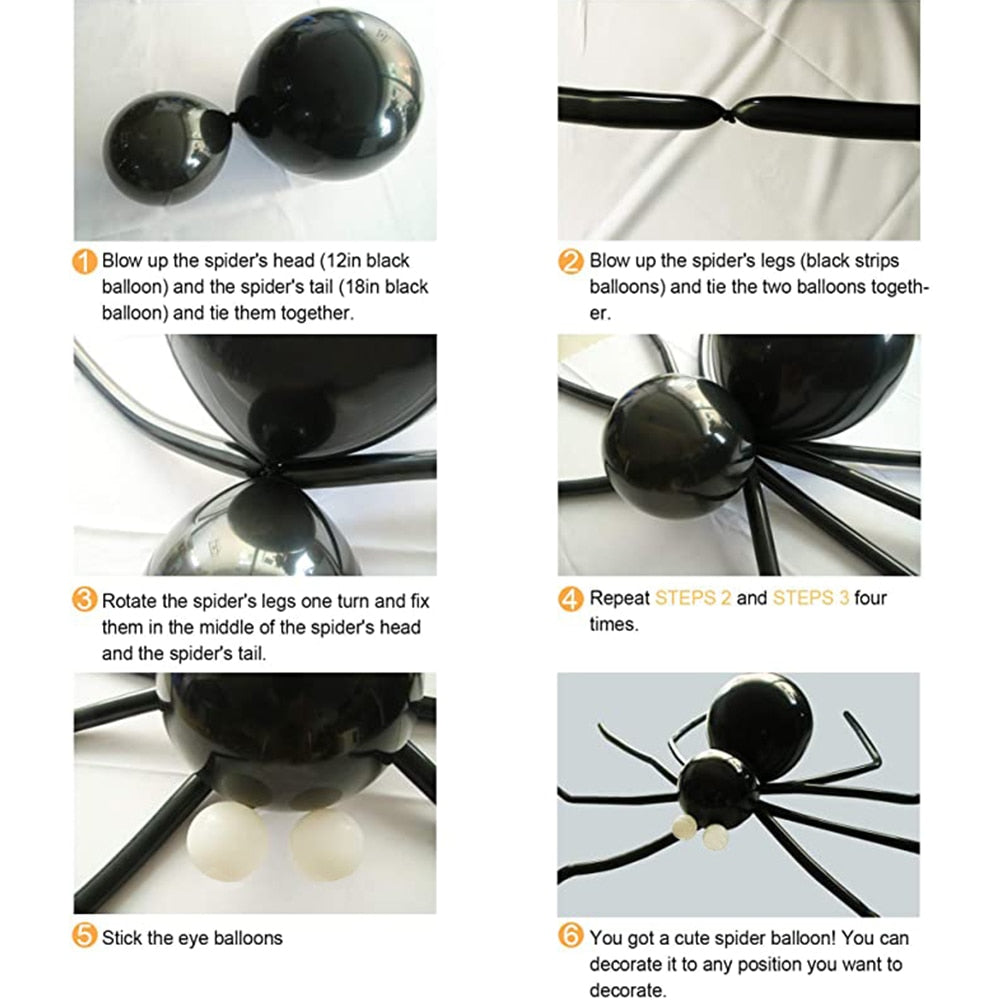 142pcs Halloween Balloon Garland Arch kit with Halloween Black Orange Gray Balloons Spider Balloons for Halloween Party Decor - Originalsgroup