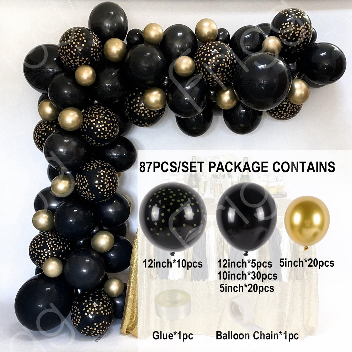 Black Gold Balloon Garland Arch Kit Confetti Latex Balloon 30th 40th 50th Birthday Party Balloons Decorations Adults Baby Shower - Originalsgroup