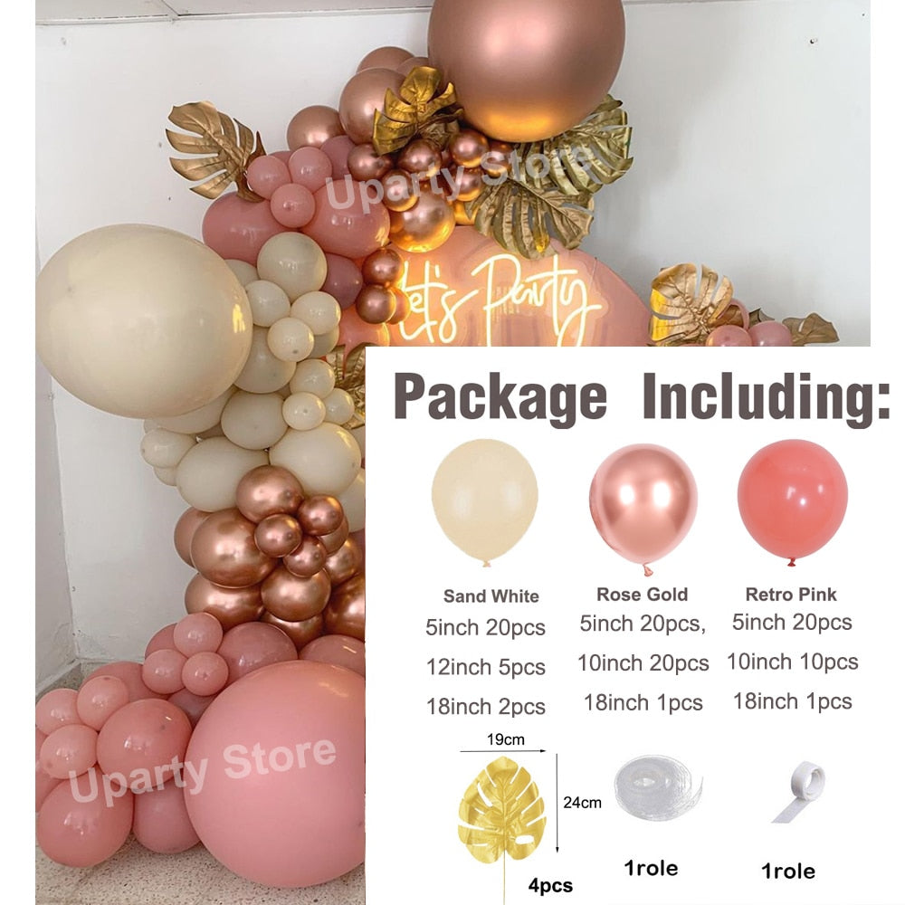 1 Set Khaki Sand White Balloons Arch Garland Kit Retro Coffee Brown White Sand Balloons Birthday Party Decorations Baby Shower - Originalsgroup