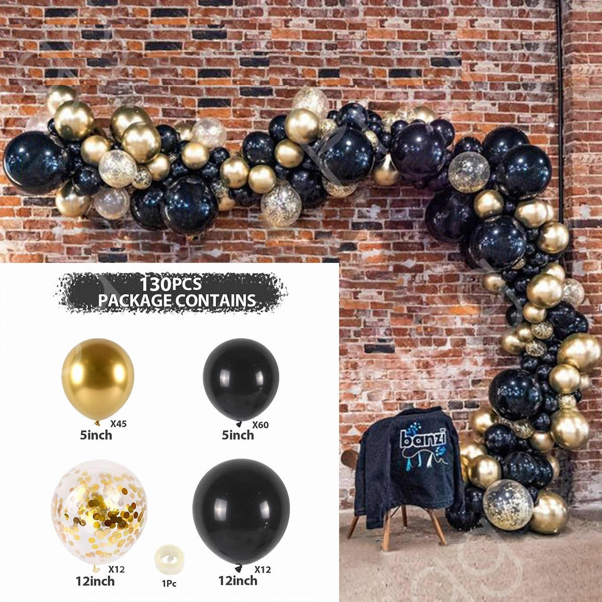 Black Gold Balloon Garland Arch Kit Confetti Latex Balloon 30th 40th 50th Birthday Party Balloons Decorations Adults Baby Shower - Originalsgroup