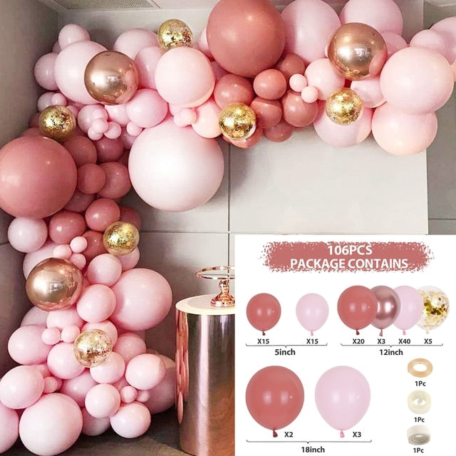 Macaron Pink Balloon Garland Arch Kit Wedding Birthday Party Decoration Kids Globos Rose Gold Confetti Latex Ballon Baby Shower - Originalsgroup