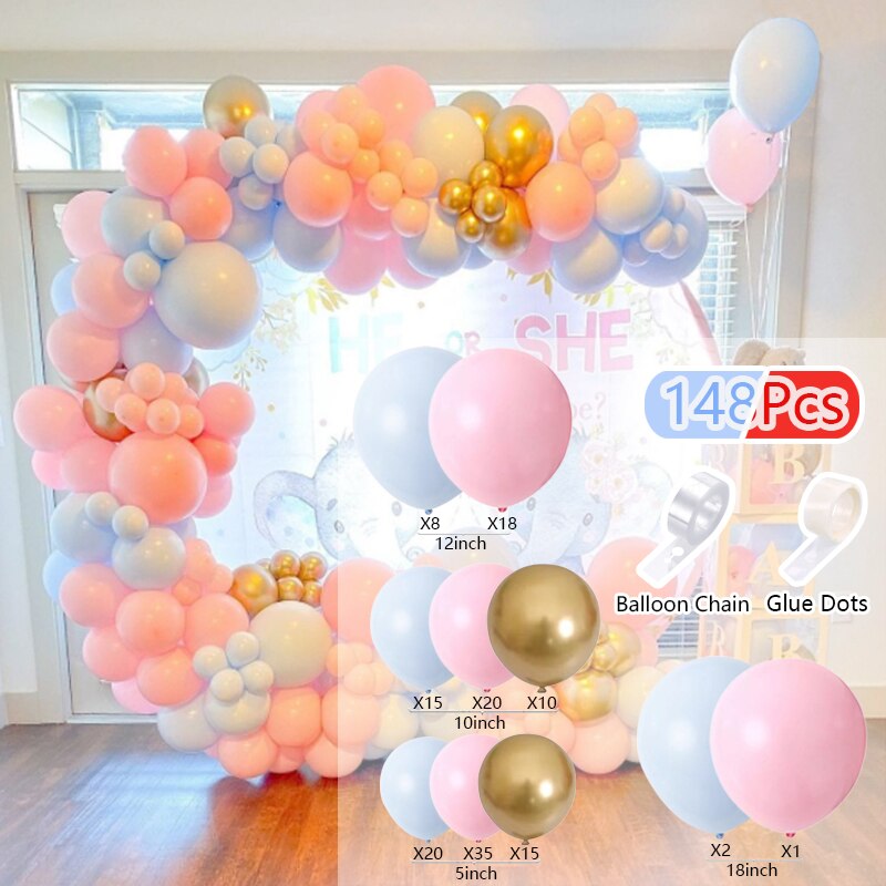 Balloons Arch Set Pink White Gold And Confetti Balloon Garland Wedding Baby Baptism Shower Birthday Party Balloon Decoration - Originalsgroup