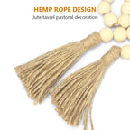 DIY Wooden Home Decoration Handmade Garland With Jute Rustic Tassel Wood Bead Garlands For Rattan Macrame Wall Hanging Boho Gift - Originalsgroup