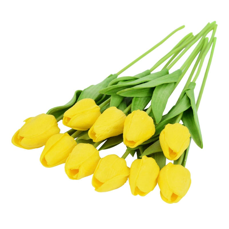 10PCS Tulip Artificial Flower Real Touch Artificial Bouquet PE Fake Flower for Wedding Decoration Flowers Home Garden Decor - Originalsgroup