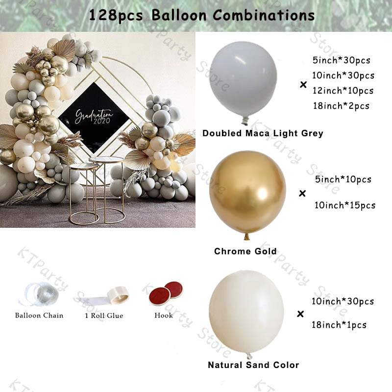 Retro Coffee Matte White Balloons Garland Arch Kit Boho Wedding Decoration Gender Reveal Birthday Baby Shower Decor Accessory - Originalsgroup