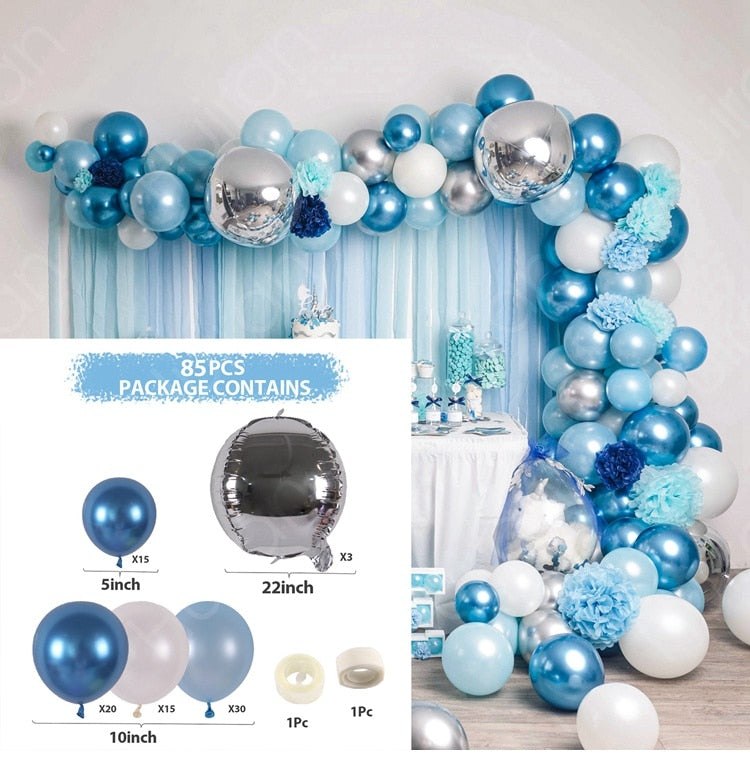 Blue Macaron Balloon Garland Arch Kit Birthday Party Decor Foil Latex Ballon Wedding Birthday Party Baby Shower Kids Baloon - Originalsgroup