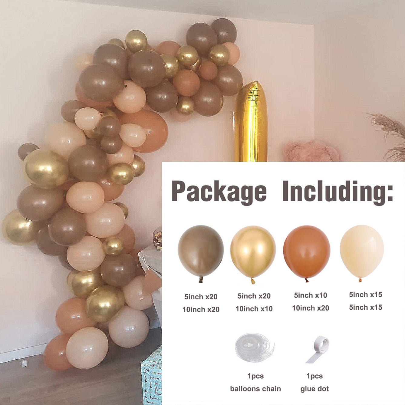 1 Set Khaki Sand White Balloons Arch Garland Kit Retro Coffee Brown White Sand Balloons Birthday Party Decorations Baby Shower - Originalsgroup