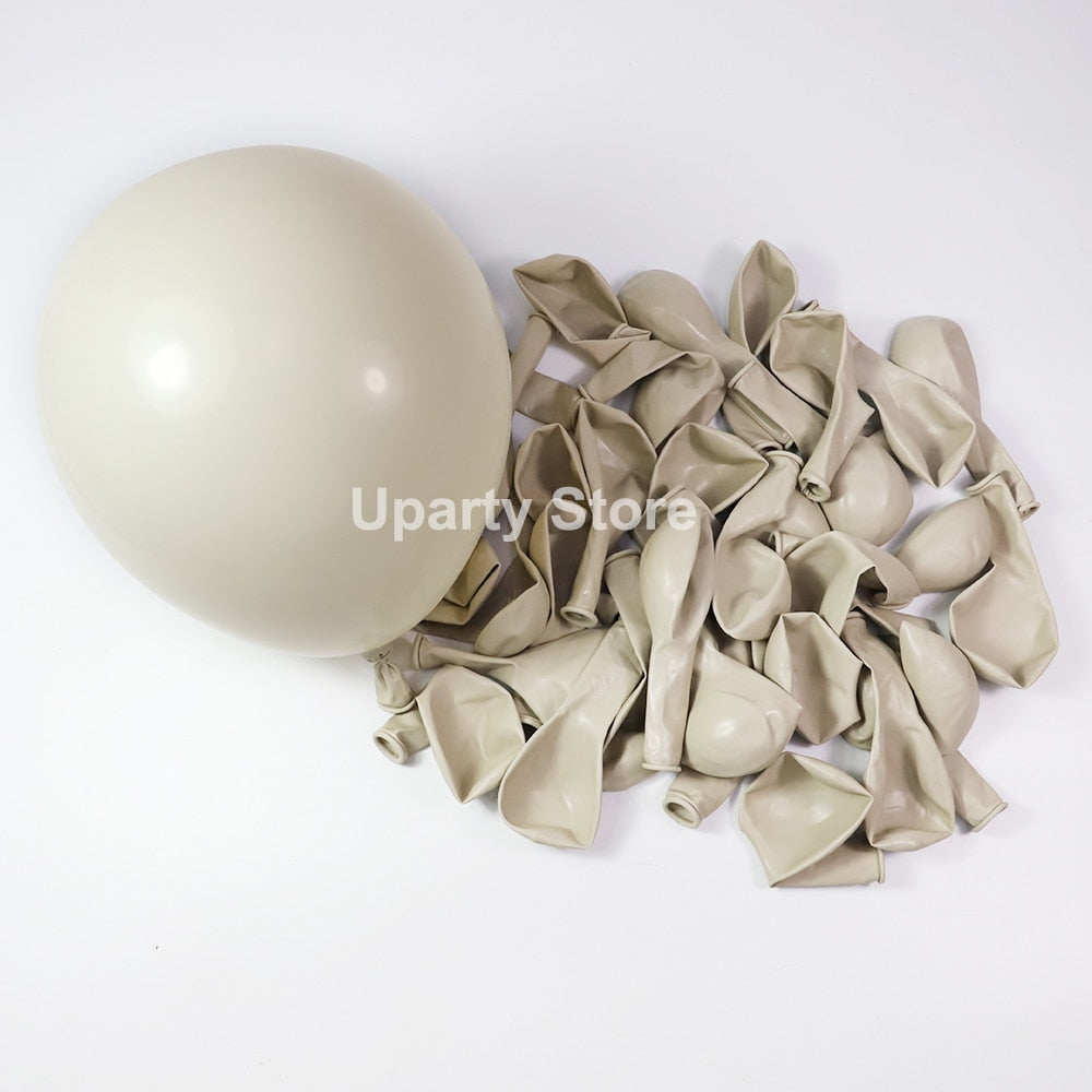1 Set Khaki Sand White Balloons Arch Garland Kit Retro Coffee Brown White Sand Balloons Birthday Party Decorations Baby Shower - Originalsgroup