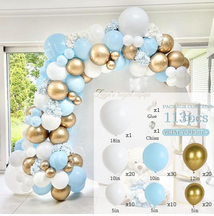 Blue Macaron Balloon Garland Arch Kit Birthday Party Decor Foil Latex Ballon Wedding Birthday Party Baby Shower Kids Baloon - Originalsgroup