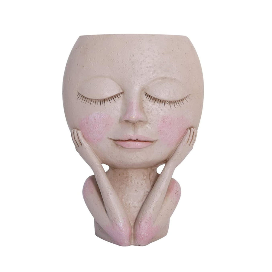 Girls Face Head Flower Planter Succulent Plant Flower Container Pot Flowerpot Figure Garden Decor Nordic Tabletop Ornament H5 - Originalsgroup