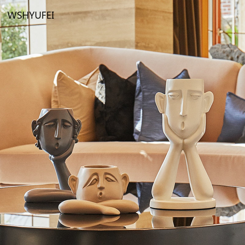 Abstract figure decoration Resin flower pot modern Vase Home Ornaments TV cabinet porch living room Sculpture Crafts furnishings - Originalsgroup