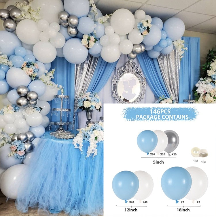 Blue Macaron Balloon Garland Arch Kit Birthday Party Decor Foil Latex Ballon Wedding Birthday Party Baby Shower Kids Baloon - Originalsgroup