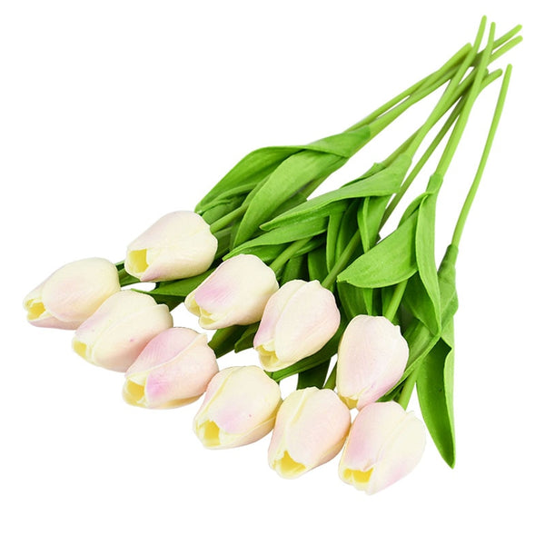 10PCS Tulip Artificial Flower Real Touch Artificial Bouquet PE Fake Flower for Wedding Decoration Flowers Home Garden Decor - Originalsgroup