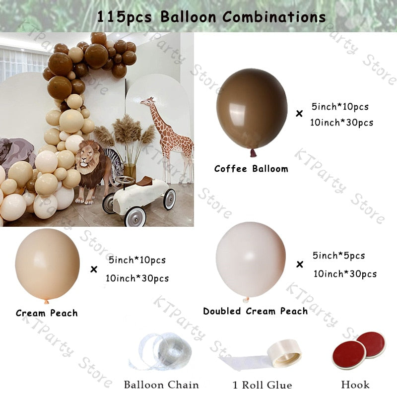 Retro Coffee Matte White Balloons Garland Arch Kit Boho Wedding Decoration Gender Reveal Birthday Baby Shower Decor Accessory - Originalsgroup