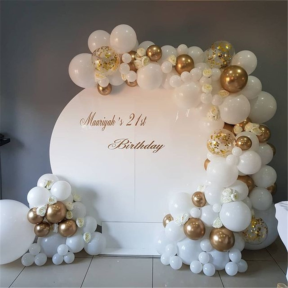98 pcs White Balloons Garland Arch Kit Confetti Metallic Gold Pastel Latex Balloon Baby Shower Birthday Graduation Party Decor - Originalsgroup