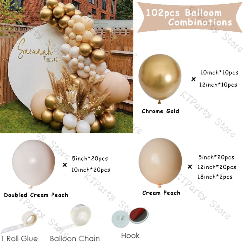 Retro Coffee Matte White Balloons Garland Arch Kit Boho Wedding Decoration Gender Reveal Birthday Baby Shower Decor Accessory - Originalsgroup