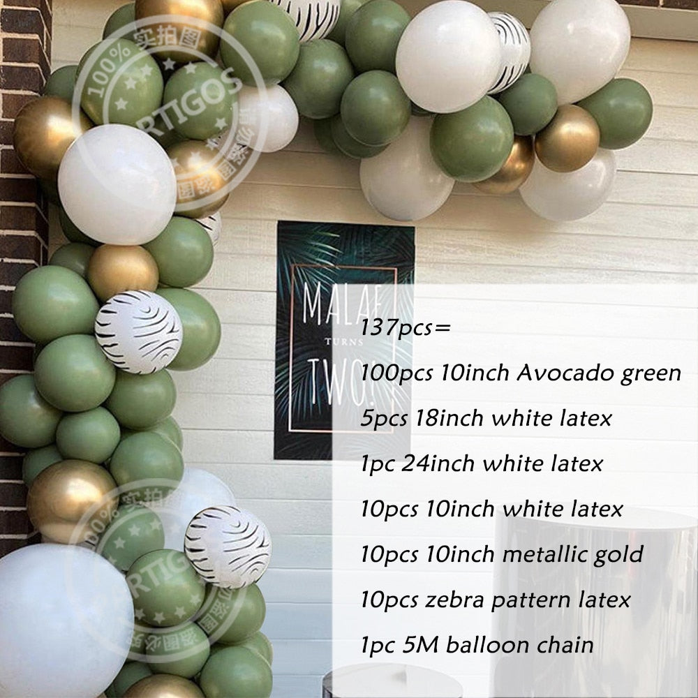 1set Retro Green Balloon Garland Arch Kit Avocado Green Balloon Wedding Birthday Party Decorations Baby Shower Kids Decoration - Originalsgroup