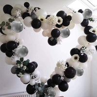 Balloons Garland Arch Kit, 100 PCS Birthday decoration Set with Silver Metallic,White,Black and Confetti Balloons Plus Silver Pa - Originalsgroup