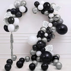 Balloons Garland Arch Kit, 100 PCS Birthday decoration Set with Silver Metallic,White,Black and Confetti Balloons Plus Silver Pa - Originalsgroup