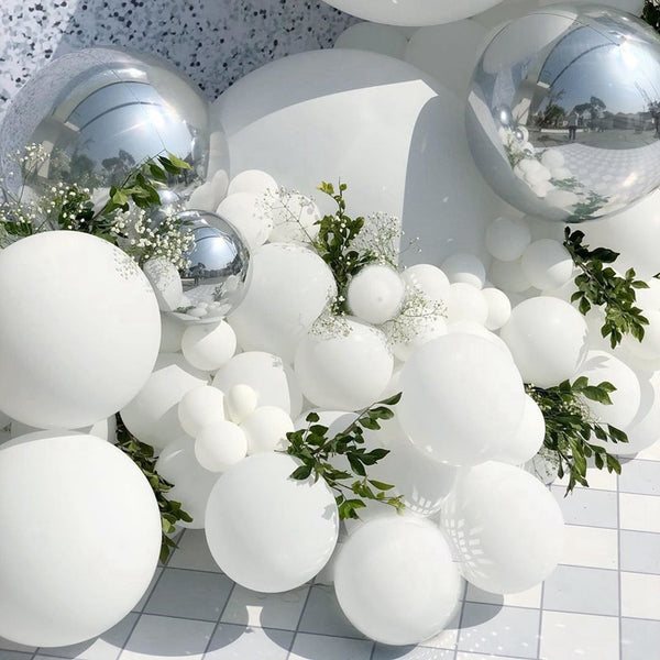 101pcs Silver 4D White Balloons Garland Silver Confetti Balloon Arch Birthday Baby Shower Wedding Anniversary Party Decorations - Originalsgroup