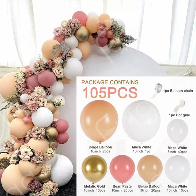 Coffee Brown Balloon Garland Arch Kit Birthday Party Decorations Kids Latex Baloon Baby Shower Teddy Bear Theme Ballon Decor - Originalsgroup