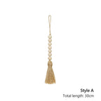 DIY Wooden Home Decoration Handmade Garland With Jute Rustic Tassel Wood Bead Garlands For Rattan Macrame Wall Hanging Boho Gift - Originalsgroup