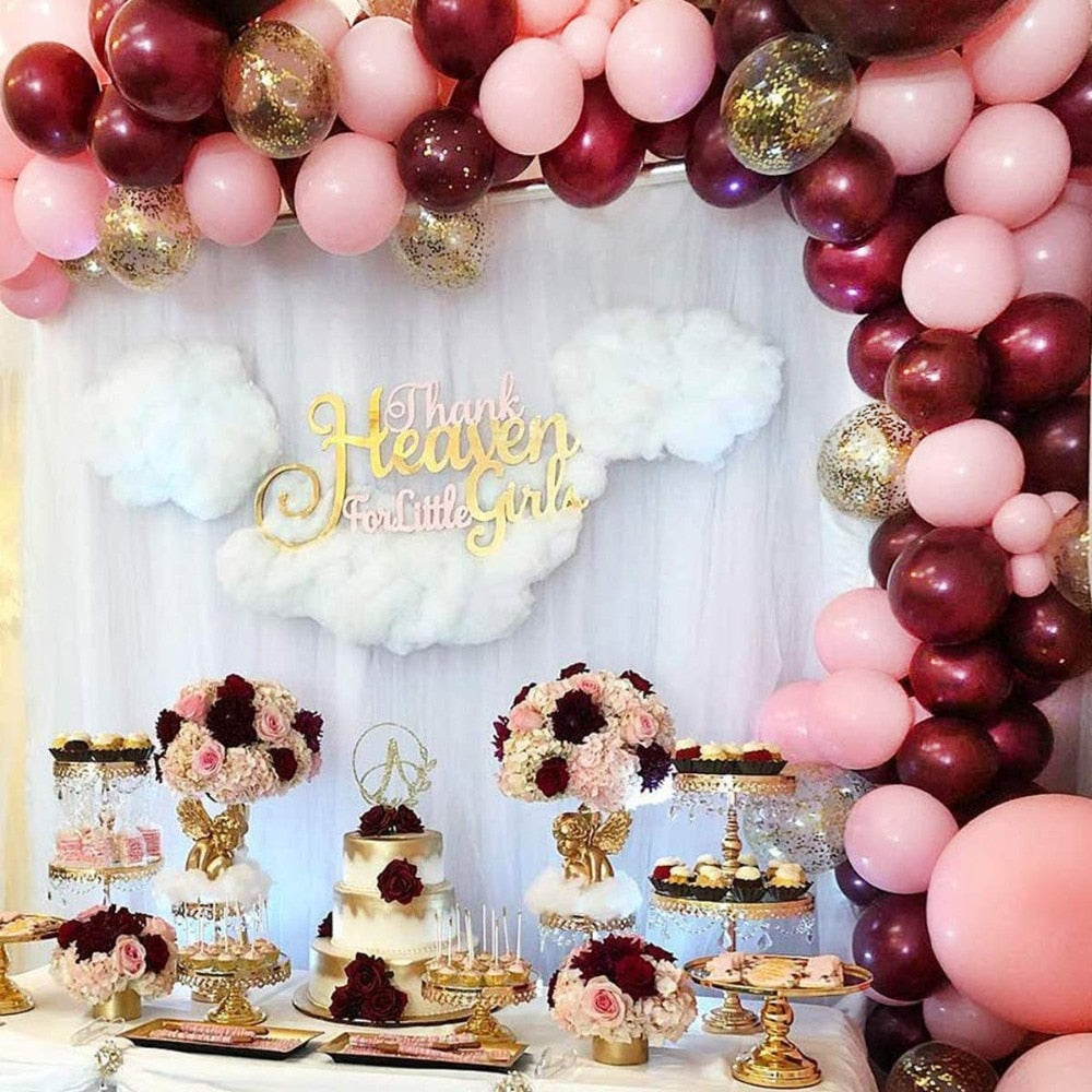 102pcs Pink Burgundy Balloon Arch Garland Kit Golden Confetti Balloons Wedding Hawaiian Party Birthday Ballons Globos Decoration - Originalsgroup