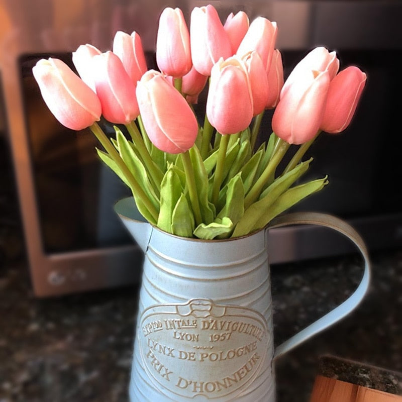 10PCS Tulip Artificial Flower Real Touch Artificial Bouquet PE Fake Flower for Wedding Decoration Flowers Home Garden Decor - Originalsgroup