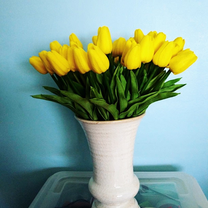 10PCS Tulip Artificial Flower Real Touch Artificial Bouquet PE Fake Flower for Wedding Decoration Flowers Home Garden Decor - Originalsgroup