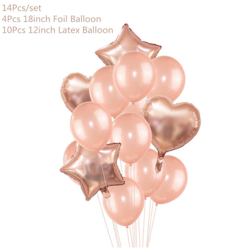 Rose Gold Wedding Birthday Party Balloons Happy Birthday Letter Foil Balloon Baby Shower Anniversary Event Party Decor Supplies - Originalsgroup