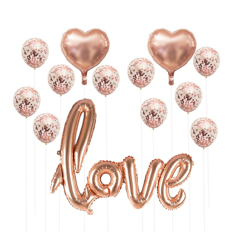 Rose Gold Wedding Birthday Party Balloons Happy Birthday Letter Foil Balloon Baby Shower Anniversary Event Party Decor Supplies - Originalsgroup