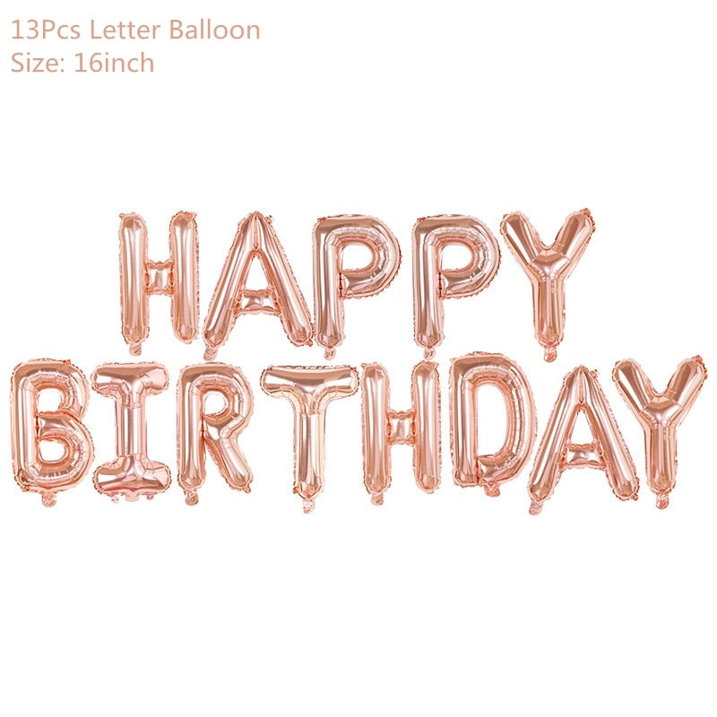 Rose Gold Wedding Birthday Party Balloons Happy Birthday Letter Foil Balloon Baby Shower Anniversary Event Party Decor Supplies - Originalsgroup