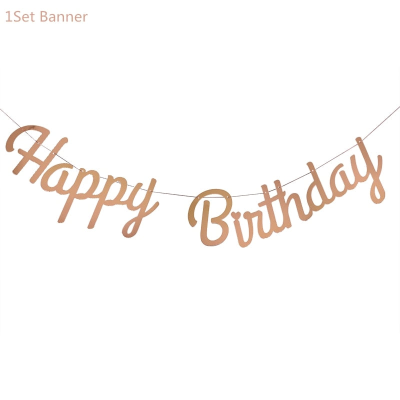 Rose Gold Wedding Birthday Party Balloons Happy Birthday Letter Foil Balloon Baby Shower Anniversary Event Party Decor Supplies - Originalsgroup