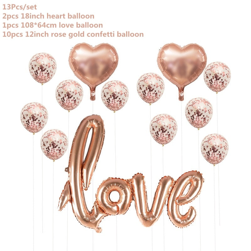 Rose Gold Wedding Birthday Party Balloons Happy Birthday Letter Foil Balloon Baby Shower Anniversary Event Party Decor Supplies - Originalsgroup