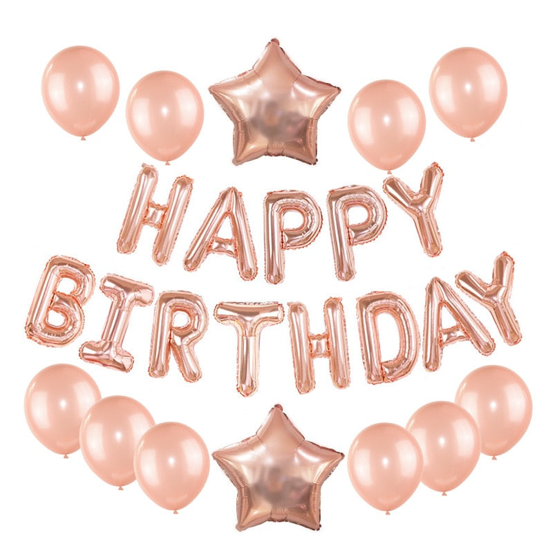 Rose Gold Wedding Birthday Party Balloons Happy Birthday Letter Foil Balloon Baby Shower Anniversary Event Party Decor Supplies - Originalsgroup