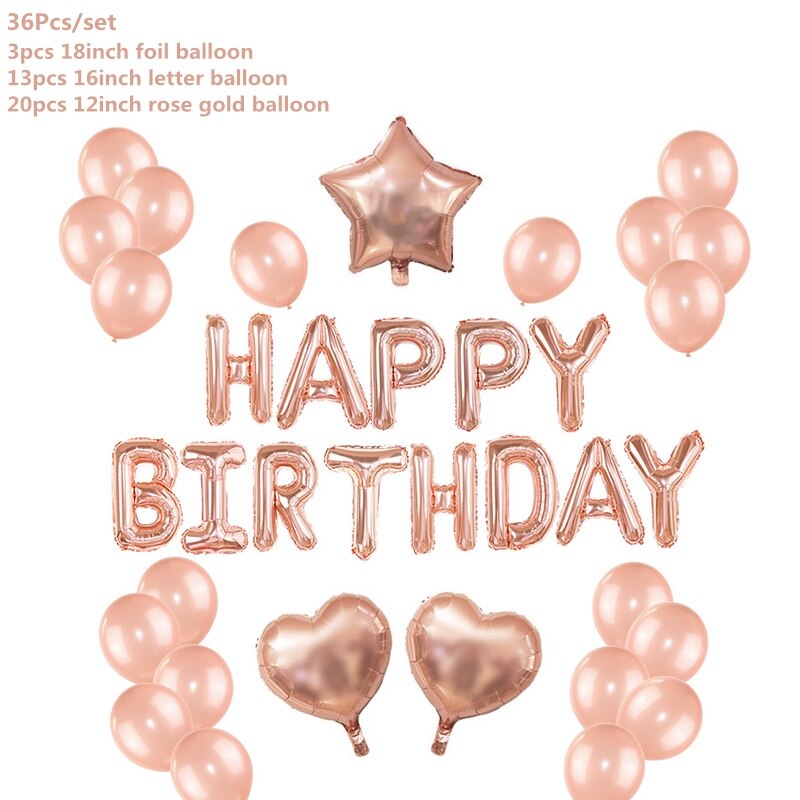 Rose Gold Wedding Birthday Party Balloons Happy Birthday Letter Foil Balloon Baby Shower Anniversary Event Party Decor Supplies - Originalsgroup