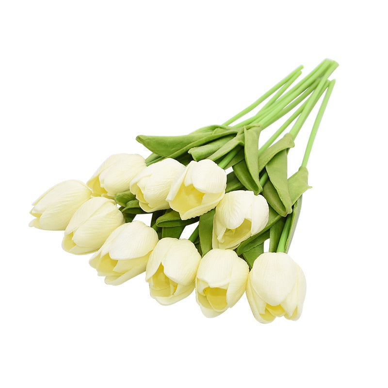 10PCS Tulip Artificial Flower Real Touch Artificial Bouquet PE Fake Flower for Wedding Decoration Flowers Home Garden Decor - Originalsgroup